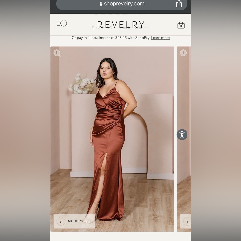 Revelry Satin Dress Size 8 Terracotta Rust (Rory)